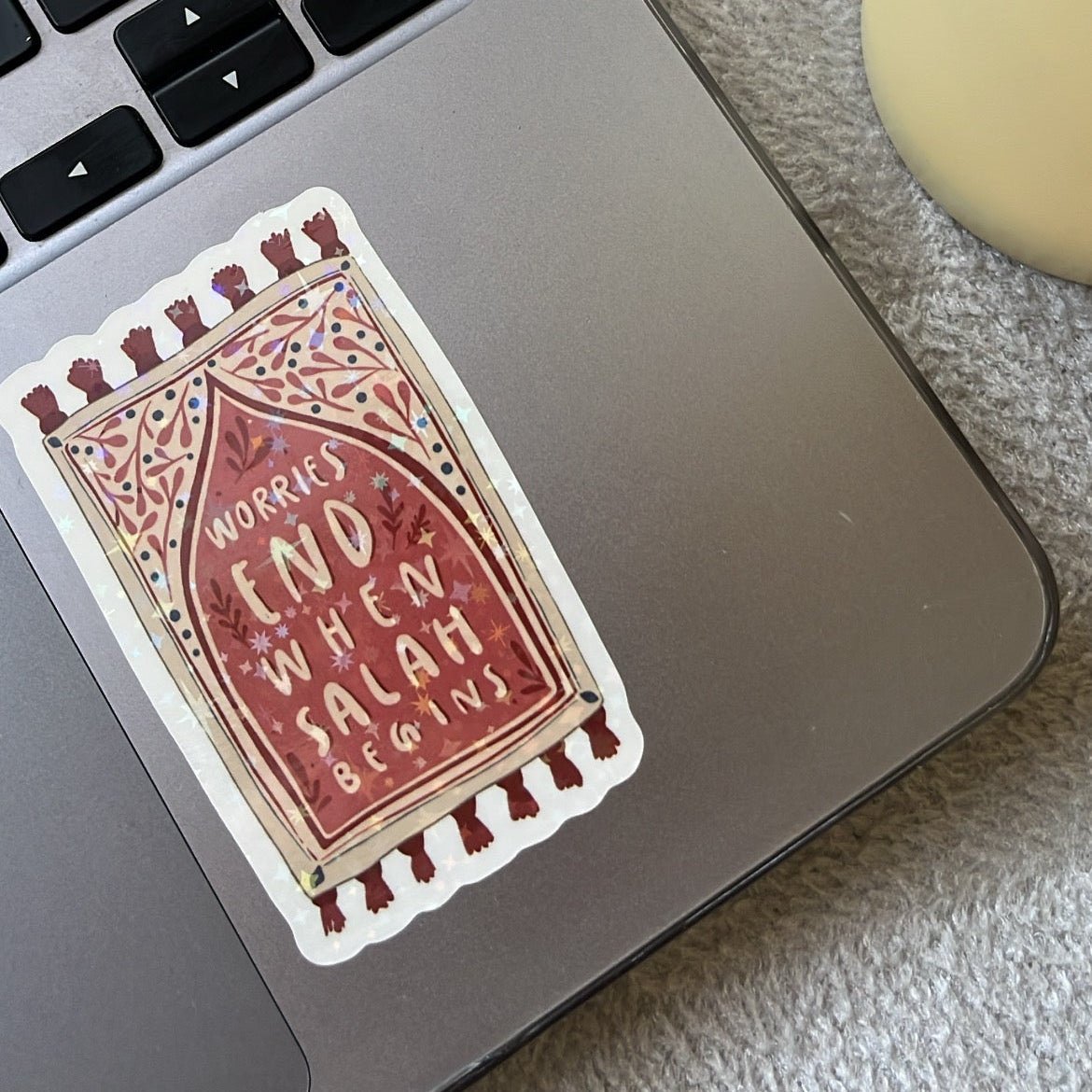 Sticker citation | Worries End When Salah Begins | Sticker islamique pour carnet, laptop & planner - Firdaws Ambition