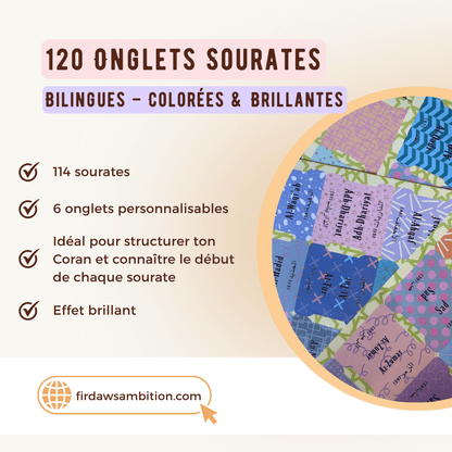 120 Étiquettes autocollantes Coran bilingues – Arabe & traduction - Firdaws Ambition